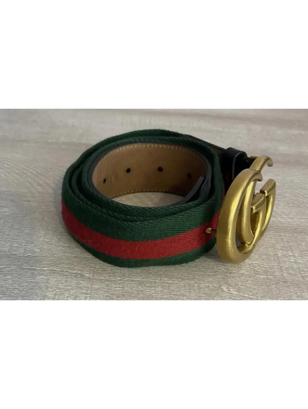 Gucci Green & Red Striped #409416 HE21T 105•42 #480199 Double G Web Belt! MZZ8